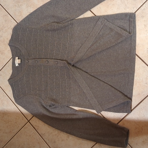 Christopher and Banks Gray Open bottom Cardigan type Sweater Medium - Picture 3 of 11